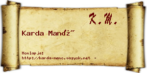 Karda Manó névjegykártya